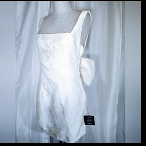 Lulus TAG Mini Dress, Ivory , Wide Straps Side Zip, Back Bow, Paisley Material,M